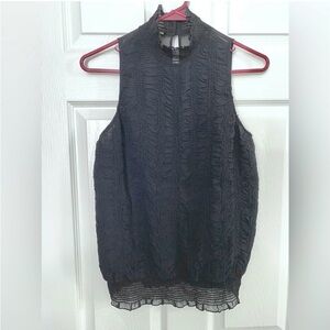 NWOT - Club Monaco Black Silk Sheer Back Blouse